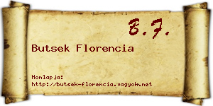 Butsek Florencia névjegykártya